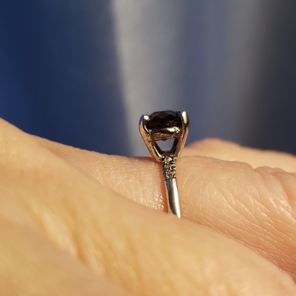 Sterling 925 silver and Smokey Topaz w/ dia. ring - Picture 6 of 7